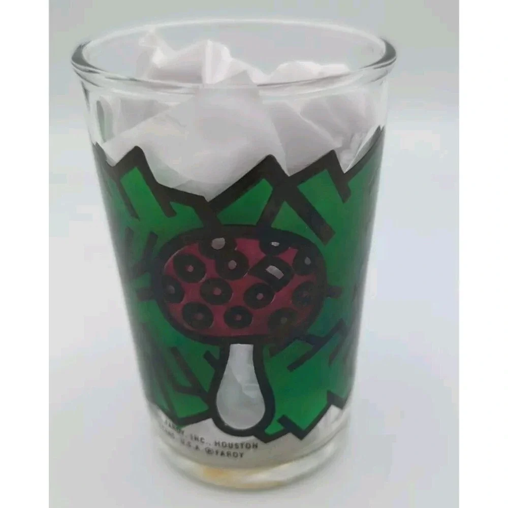1973 Faroy Stained Glass Christmas Votive‎ Holder Red Fly Agaric Santa Angel